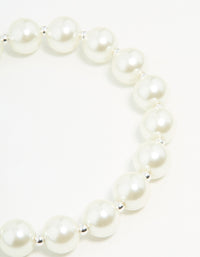 Silver Plated Pearl Chain Bracelet - link has visual effect only