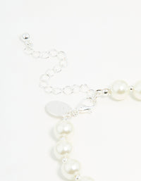 Silver Plated Pearl Chain Bracelet - link has visual effect only