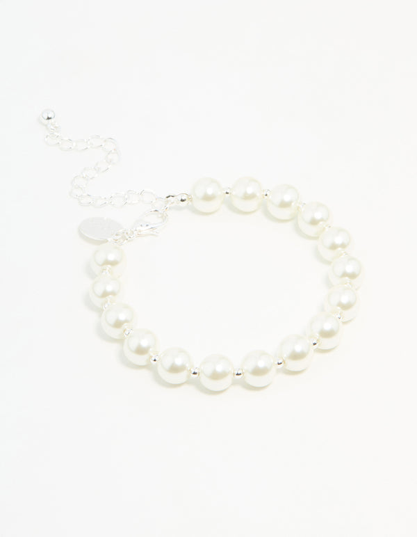 Silver Plated Pearl Chain Bracelet