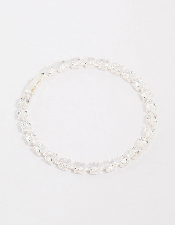 Silver Plated Cubic Zirconia Tennis Bracelet