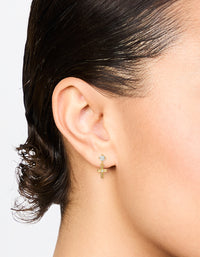 Gold Plated Sterling Silver Cubic Zirconia Cross Drop Earrings - link has visual effect only