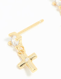 Gold Plated Sterling Silver Cubic Zirconia Cross Drop Earrings - link has visual effect only