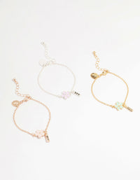 Kids Gold Flower Best Friends Bracelets 3-Pack - link has visual effect only