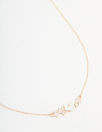 Rose Gold Plated Cubic Zirconia Flower Pendant Necklace - link has visual effect only