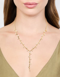 Gold Cubic Zirconia Leaf Y-Necklace - link has visual effect only