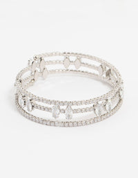 Silver Cubic Zirconia Marquise Wrap Bangle - link has visual effect only