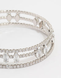 Silver Cubic Zirconia Marquise Wrap Bangle - link has visual effect only