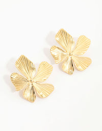 Gold Plated Textured Flower Studs - link has visual effect only