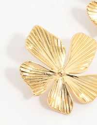 Gold Plated Textured Flower Studs - link has visual effect only