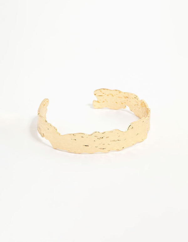 Gold Plated Organic Hammered Wrist Cuff