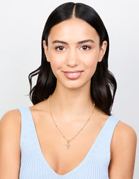 Gold Plated Stone Cross Pendant Necklace - link has visual effect only