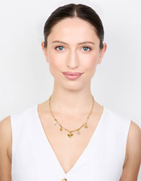 Waterproof Gold Plated Stainless Flower & Heart Charm Necklace - link has visual effect only
