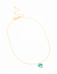 Waterproof Gold Plated Stainless Steel Evil Eye Heart Necklace - link has visual effect only
