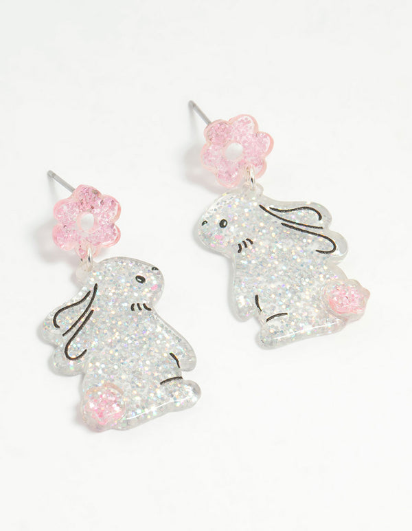 Kids Glitter Mini Bunny Drop Earrings