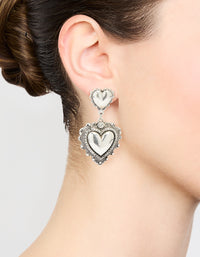 Silver Heart Drop Earrings - link has visual effect only
