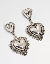 Silver Heart Drop Earrings - link has visual effect only