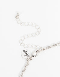 Silver Textured Black Stone Rhombus Y-Necklace - link has visual effect only