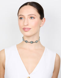 Antique Silver Circle Turquoise Choker Necklace - link has visual effect only