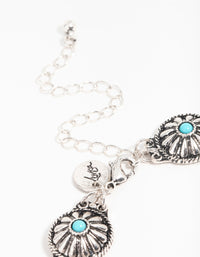 Antique Silver Circle Turquoise Choker Necklace - link has visual effect only