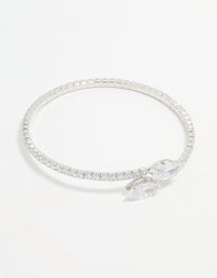 Silver Cubic Zirconia Marquise Layered Bangle - link has visual effect only