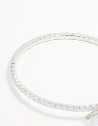 Silver Cubic Zirconia Marquise Layered Bangle - link has visual effect only