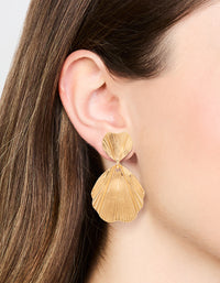 Gold Plated Textured Metal Statement Drop Earrings - link has visual effect only