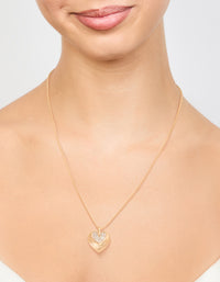Gold Textured Heart Pendant Necklace - link has visual effect only