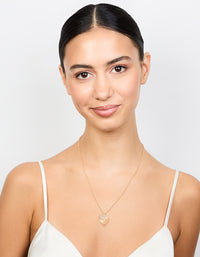 Gold Textured Heart Pendant Necklace - link has visual effect only