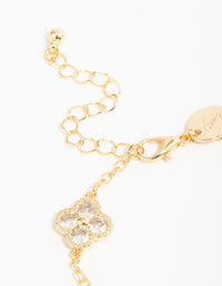 Gold Plated Cubic Zirconia Statement Flower Bracelet - link has visual effect only