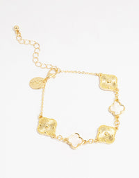 Gold Plated Brass Alternating Flower Bracelet - link has visual effect only