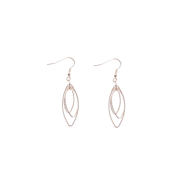 Rose Gold Triple Diamond Cut Navette Drop Earrings