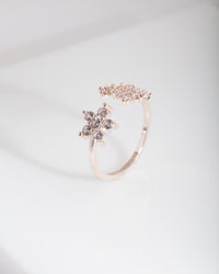 Rose Gold Cubic Zirconia Flower Ring - link has visual effect only