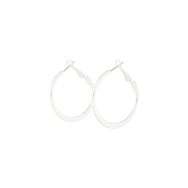 Silver Flat Edge Hoop Earrings