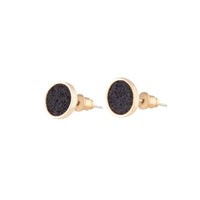 Black Gold Mini Round Glitter Stud Earrings - link has visual effect only