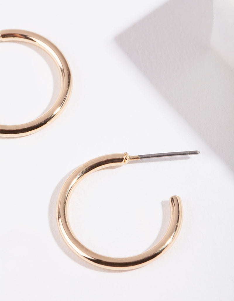Gold Small Plain Hoop Earrings - Lovisa