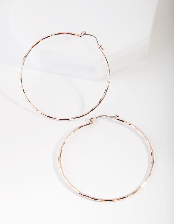 Rose Gold Textured Hoop Earrings