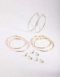 Mixed Metal Stud & Hoop Earring Pack - link has visual effect only