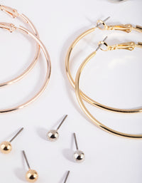 Mixed Metal Stud & Hoop Earring Pack - link has visual effect only