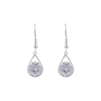 Cubic Zirconia In Silver Teardrop Earrings - link has visual effect only