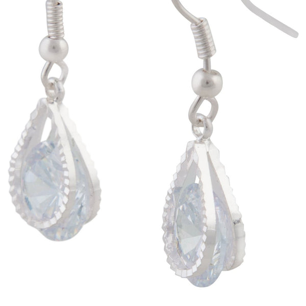 Sterling Silver Elongated Teardrop Earrings with Diamond – Michele Jewelry