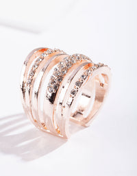 Rose Gold Six Layer Diamante Band Ring - link has visual effect only