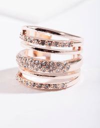 Rose Gold Six Layer Diamante Band Ring - link has visual effect only