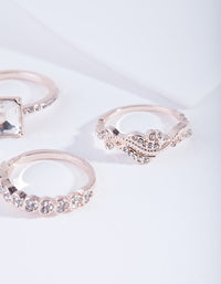 Rose Gold Chunky Engagement Ring Stack - link has visual effect only