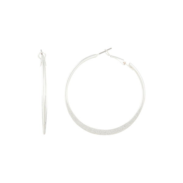 Silver 40MM Glitter Hoop Earrings | Claire's US