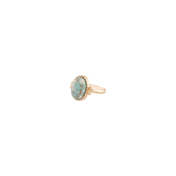 Gold Blue Marble Stone Set Ring