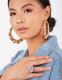 Large Gold Bamboo Hoop Earrings - link has visual effect only