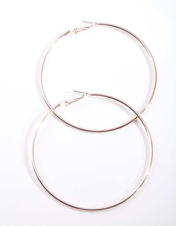 Rose Gold Thin 7cm Hoop Earrings