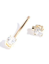 Gold Surgical Steel Double Cubic Zirconia Belly Bar - link has visual effect only