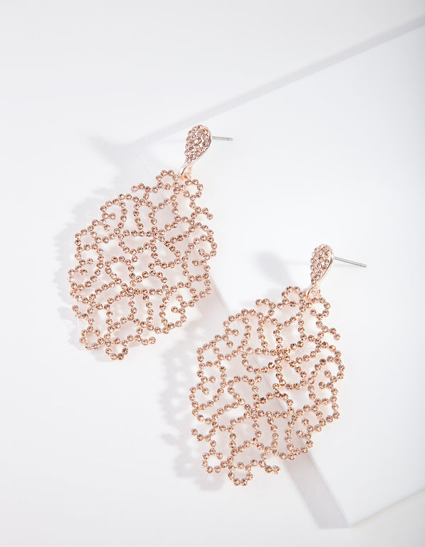 Rose Gold Diamante Stone Set Earrings