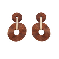 Brown Wooden Wavy Disc Earrings - link has visual effect only